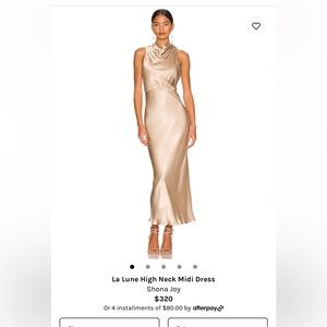 Shona Joy La Lune High Neck Midi Dress Size 4 Gold